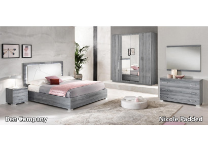 Italienische Möbel 4tlg. Schlafzimmer Set Bett 2x Nachttisch Kleiderschrank Neu