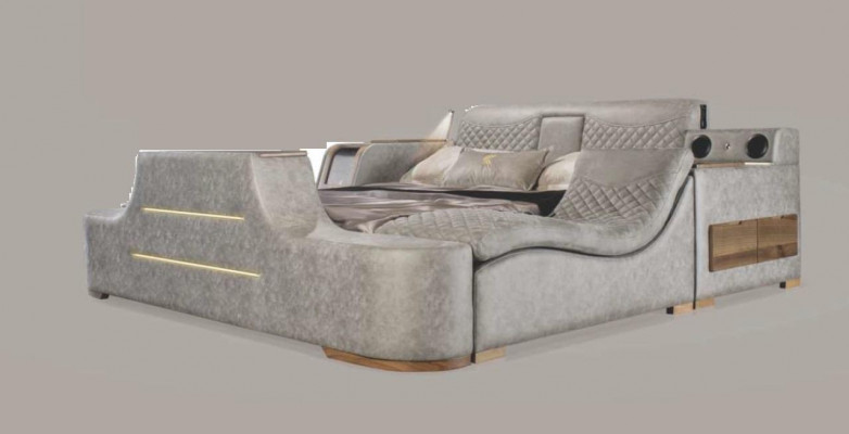 Multifunktions Bett Regal Schrank USB Ladestation Lift TV 180x200