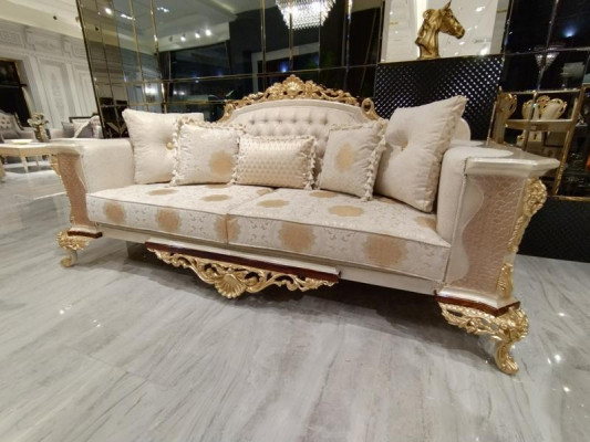 Sofagarnitur 3311 Sitzer Sofa Wohnzimmer Set Chesterfield Sessel Textil Neu