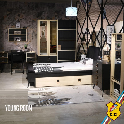 Kommode mit Spiegel Jugendzimmer Schwarz Möbel Holz Regal Kommoden 