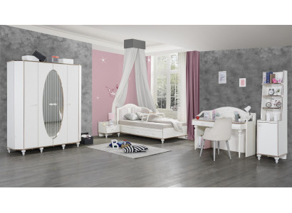 Schlafzimmer Set 5tlg. Bett Nachttisch Schreibtisch Kinderbett Möbel