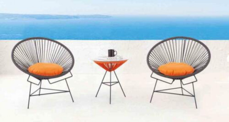 Stuhl Set Garnitur 2x Sessel Tisch Stühle Polster Gartenmöbel Terrasse