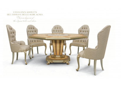 Garnitur Essgruppe Esszimmer Essecke Esstisch Stuhl Set 6tlg Holz Luxus Beige