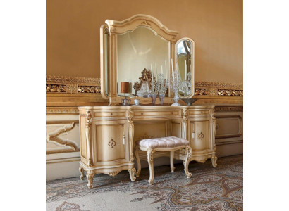 Luxus Schminktisch Spiegel Frisiertisch Beige Schlafzimmer Set