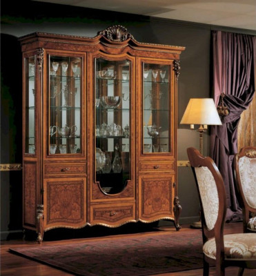 Luxus Vitrine Schränke Braun Groß Vitrinen Schrank Holz Wohnzimmer