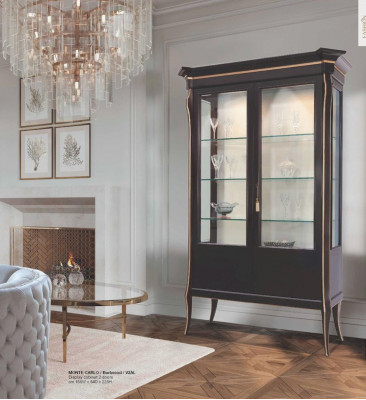 Vitrine Schränke Vitrinen Luxus Schrank Wohnzimmer Holz Schwarz Glas