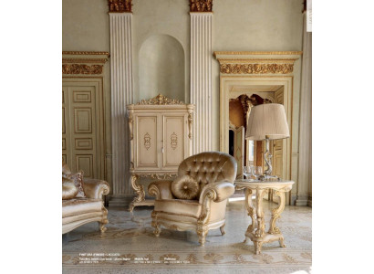 Sessel Chesterfield Ohrensessel 1 Sitzer Sitz Stoff Beige Wohnzimmer