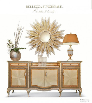 Blume Wandspiegel Spiegel Luxus Holz Gold Barock Schlafzimmer Beige