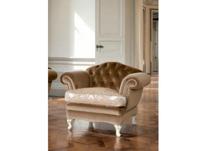 Sessel Sitzer 1 Sitz Chesterfield Wohnzimmer Braun Polyester Stoff 