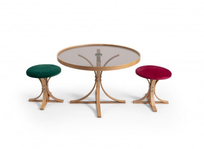 Wohnzimmer Set Couchtisch 2x Hocker Luxus Möbel Tisch Kaffee Modern
