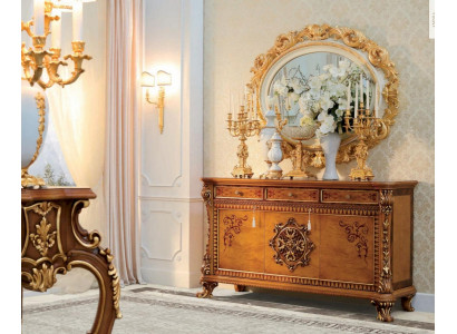 Kommode Spiegel Sideboard Gold Holz Wohnzimmer Möbel Schrank