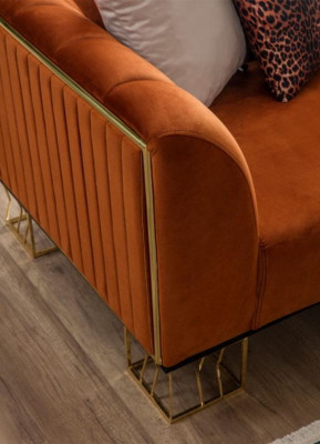 Edelstahl Wohnzimmer Sofagarnitur 3+1 Sitzer Polster Sessel Luxus Sofa