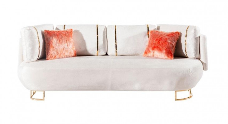 Weißes Edelstahl Dreisitzer Moderne Polster Couchen Wohnzimmer Sitzer