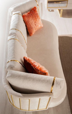 Weißes Edelstahl Dreisitzer Moderne Polster Couchen Wohnzimmer Sitzer