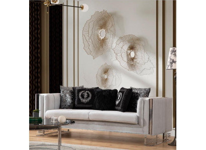 Weißes Modernes Textil Sofa Wohnzimmer 3-Sitzer Luxuriöse Polster Couch