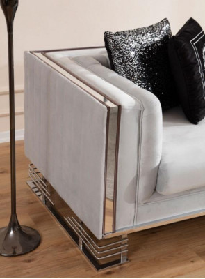 Weißes Modernes Textil Sofa Wohnzimmer 3-Sitzer Luxuriöse Polster Couch