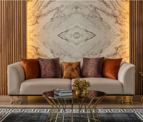 Polster 3-Sitzer Exklusiver Beiger Wohnzimmer Dreisitzer Luxus Couchen