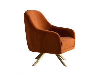 Oranger Armlehnensessel Edelstahlfüße Moderner Einsitzer Polster Möbel