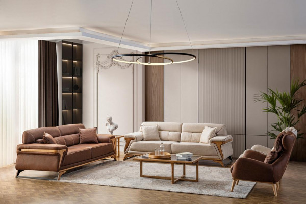 Stilvoll Wohnzimmer Set Besteht aus 2x 3-Sitzer Sofas und 2x Sessel 4tlg