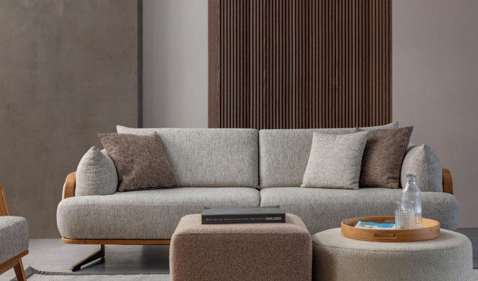 Luxuriöse 3-Sitzer Sofa Helles Farbe Modern Möbel in Wohnzimmer