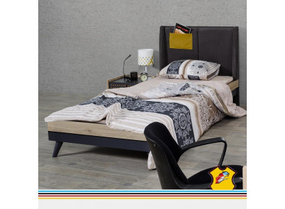 Bett Holz Betten Bettgestell Jugendzimmer Kinderzimmer Schwarz Einzelbett
