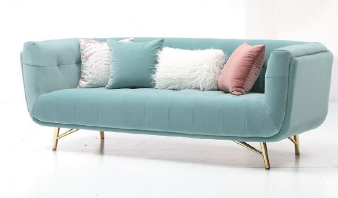 Sofa Dreisitzer 213 x 91 Polster Textil Design Sitz Sofas Zimmer Möbel Moderne