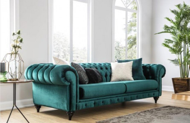 Klassische Chesterfield Dreisitzer Möbel Sofa Luxus Couchen Grün 3 Sitz Sofas