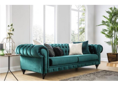 Klassische Chesterfield Dreisitzer Möbel Sofa Luxus Couchen Grün 3 Sitz Sofas