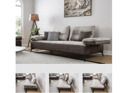 Luxus Dreisitzer Moderne Couch Möbel Grau Couchen Klassische Sofas Stoff Textil