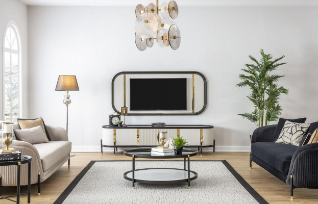 Luxus Sofa 2-Sitzer Stoff Wohnzimmer Modernes Design Sofas Polster Couchen Neu