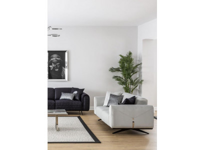 Sofa 3 Sitzer Polstersofa beige Textil Sitz Design Couch Sofas Stoff Modern Neu