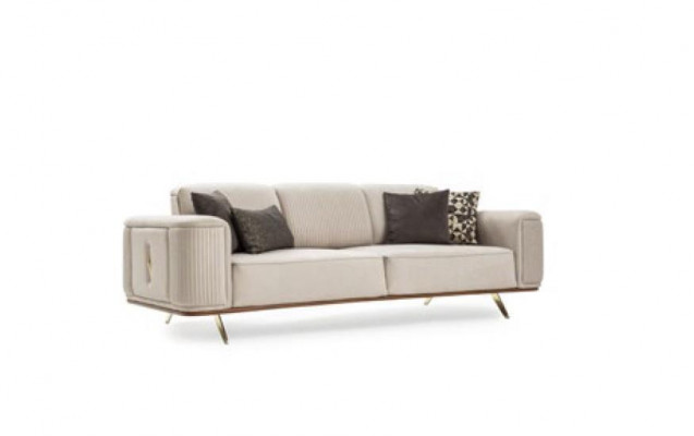 Modernes Sofa 3 Sitzer Polstersofa weiß Textill Sitz Design Couch Sofas Stoff