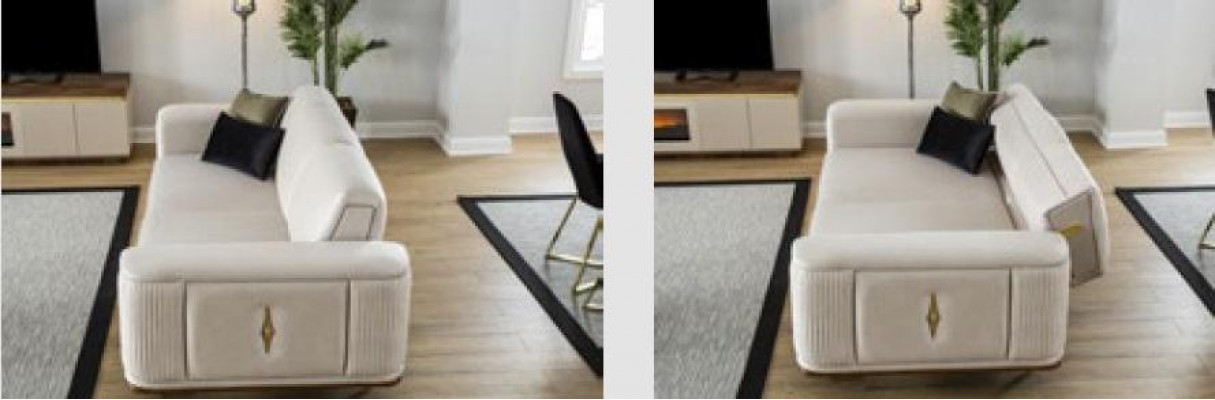 Modernes Sofa 3 Sitzer Polstersofa weiß Textill Sitz Design Couch Sofas Stoff