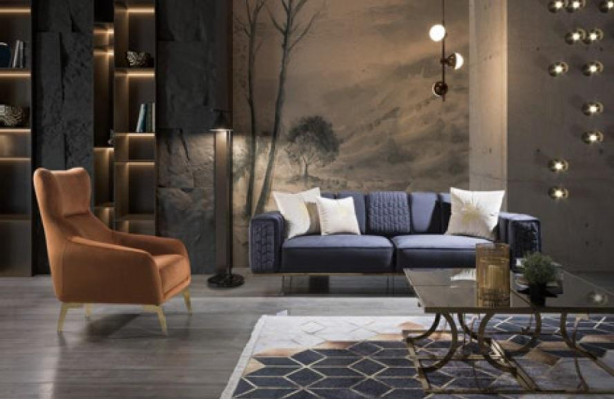 Luxus Sofagarnitur Couch Textil Couchen 4+3+1 Sitz Sofas Wohnzimmer Stoff