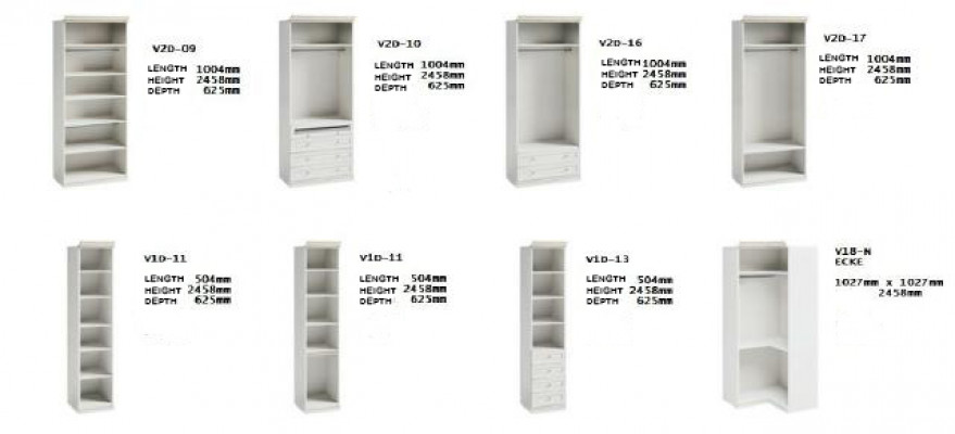  Element Model V2D-16 für Begehbarer Schrank Kleiderschrank Italienische Möbel 