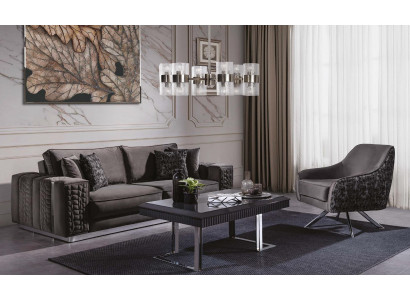 Schwarz Couch Polster Möbel 3+1 Sitz Klassische Sofagarnitur Barock