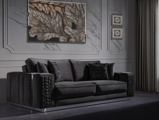 Schwarz Couch Polster Möbel 3+1 Sitz Klassische Sofagarnitur Barock