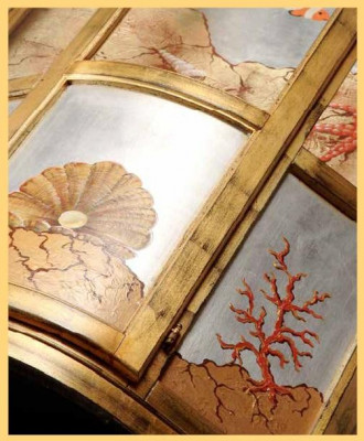 Klassische Vitrine Glas Holz Schrank Vitrine Luxus Möbel Gold Anrichte Italien