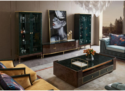 Design Wohnwand Sideboard 2x Vitrine rtv Lowboard Anrichte 3 tlg. Set