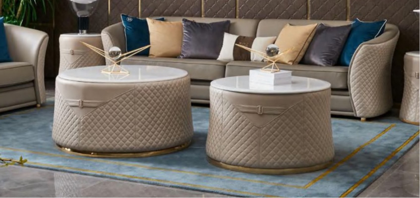 Luxus Möbel Sofagarnitur Couch Sofa Polster 421 Sitzer mit 2x Couchtisch 5tlg.