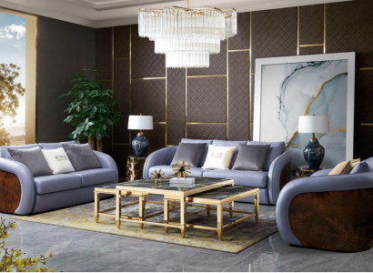 Luxus Wohnzimmer Möbel Sofagarnitur Ledersofa Couch Polster Set Design