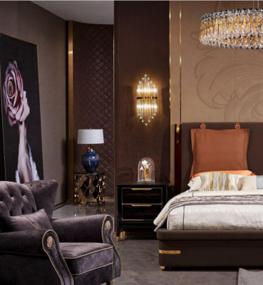 Luxus Schlafzimmer Möbel 3tlg. Komplett Set Bett 2x Nachttische Modernes