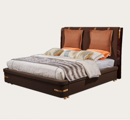 Bett Polster Design Luxus Metall Doppel Betten Ehe Schlaf Zimmer Leder