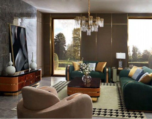 Luxus Sofagarnitur 4tlg. Set Sofa Ledersofa Polster Chesterfield Couch Sofas