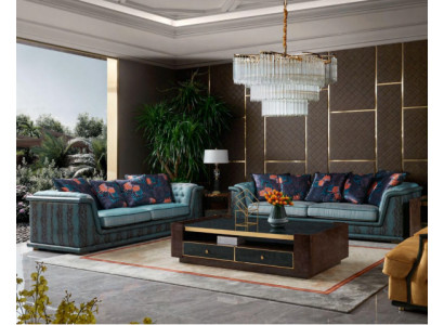 Dreisitzer Couch Polster Design Sofa Moderner 3er Sofas Zimmer Möbel Blau Sitz