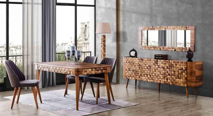 Italienisches Designer Esszimmer Set Garnitur Stuhl Tisch Kommode Gruppe 7tlg.