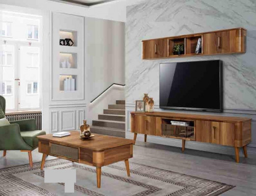 tv Wand Holz Stil Modern Regal Wohnzimmer Möbel Schrank neu moderne Wohnwand neu