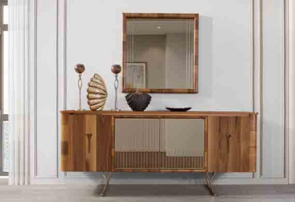 Sideboards Holz Schrank Möbel Kommoden Braun Neu Sideboard mit Spiegel Anrichte