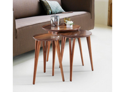 Holztische Beistelltische Set Beistelltisch Tisch Couchtisch Blumenständer 3tlg.