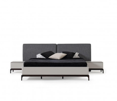 Bett Polster Design Luxus Doppel Hotel Betten Holz Möbel Hellgrau Loft